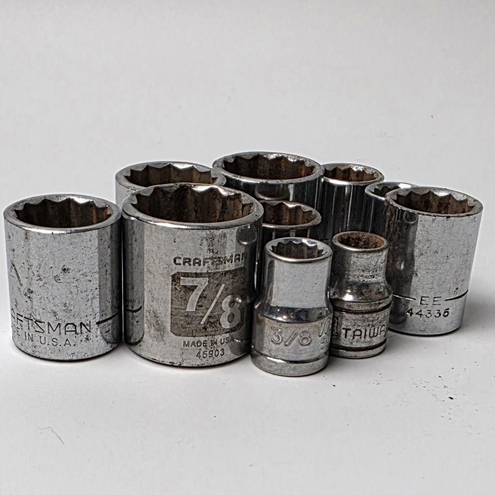 Used 3/8" Various Shallow Sockets **READ DESCRIPTION**‎  #0680